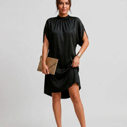 Diana Foxwell | Satin Mock Neck Mini Dress For Women