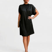 Diana Foxwell | Satin Mock Neck Mini Dress For Women
