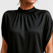 Diana Foxwell | Satin Mock Neck Mini Dress For Women