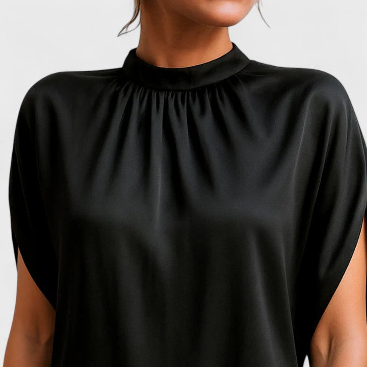 Diana Foxwell | Satin Mock Neck Mini Dress For Women