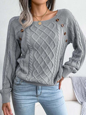 Margaret Stoneleigh | Cable Knit Button Detail Sweater For Women