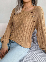 Margaret Stoneleigh | Cable Knit Button Detail Sweater For Women