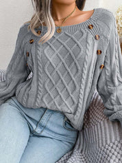 Margaret Stoneleigh | Cable Knit Button Detail Sweater For Women