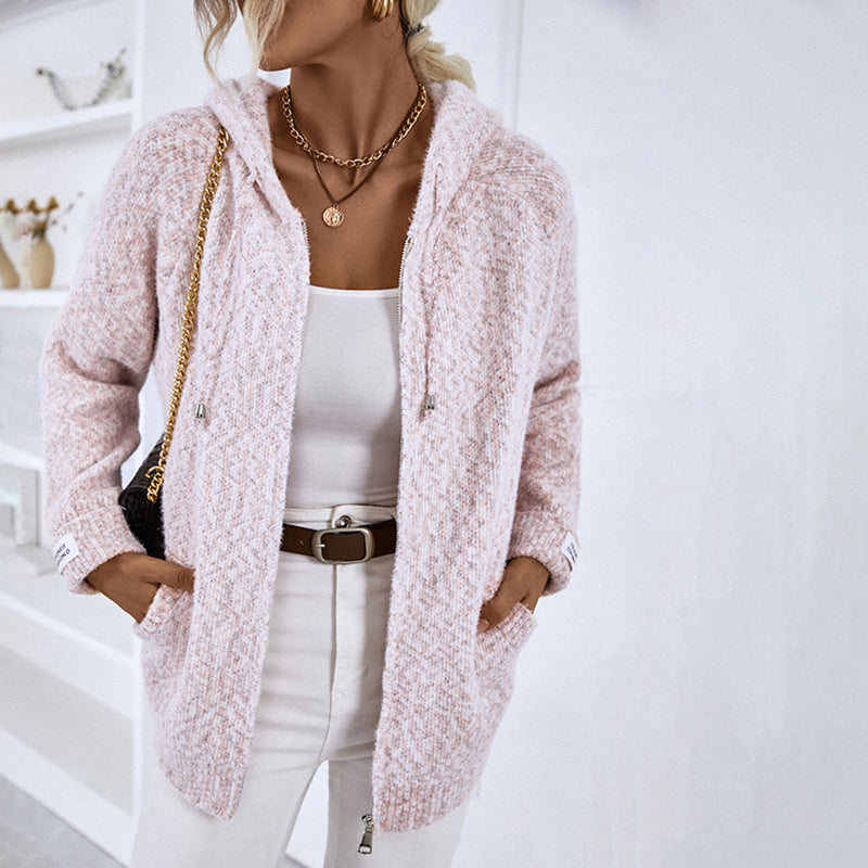 Josephine Aldbury | Hooded Zip-Up Knit Cardigan For Women