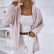 Josephine Aldbury | Hooded Zip-Up Knit Cardigan For Women