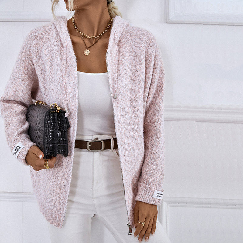 Josephine Aldbury | Hooded Zip-Up Knit Cardigan For Women