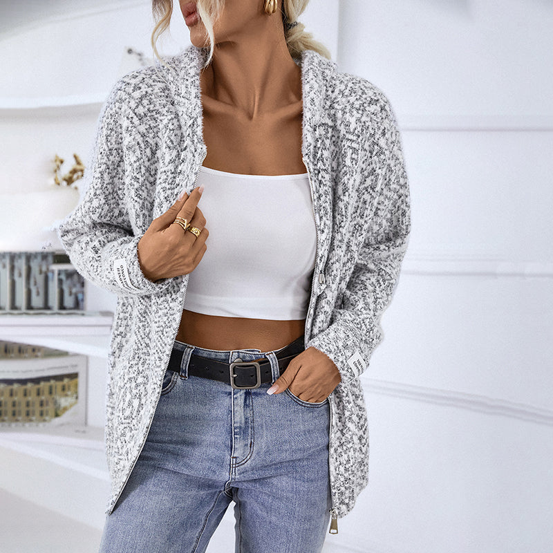 Josephine Aldbury | Hooded Zip-Up Knit Cardigan For Women