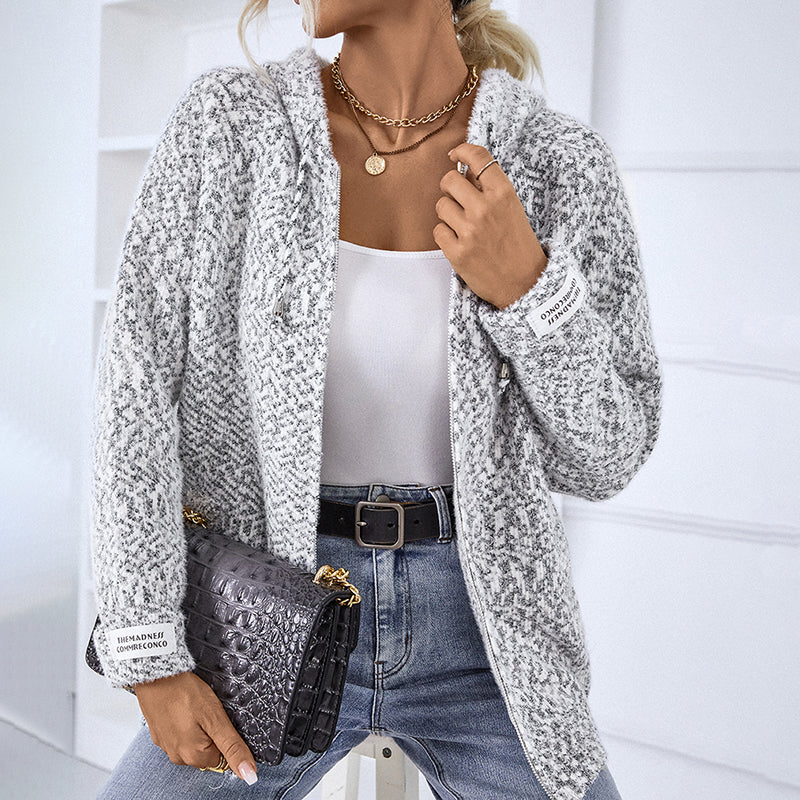 Josephine Aldbury | Hooded Zip-Up Knit Cardigan For Women