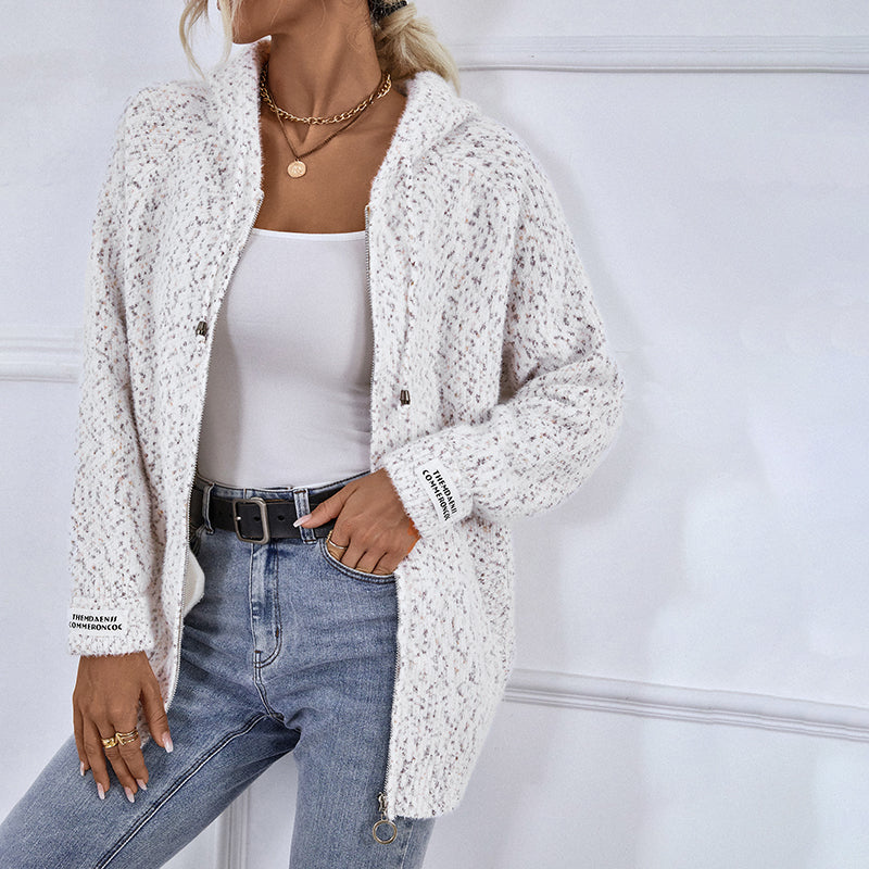 Josephine Aldbury | Hooded Zip-Up Knit Cardigan For Women