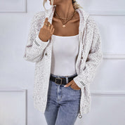 Josephine Aldbury | Hooded Zip-Up Knit Cardigan For Women