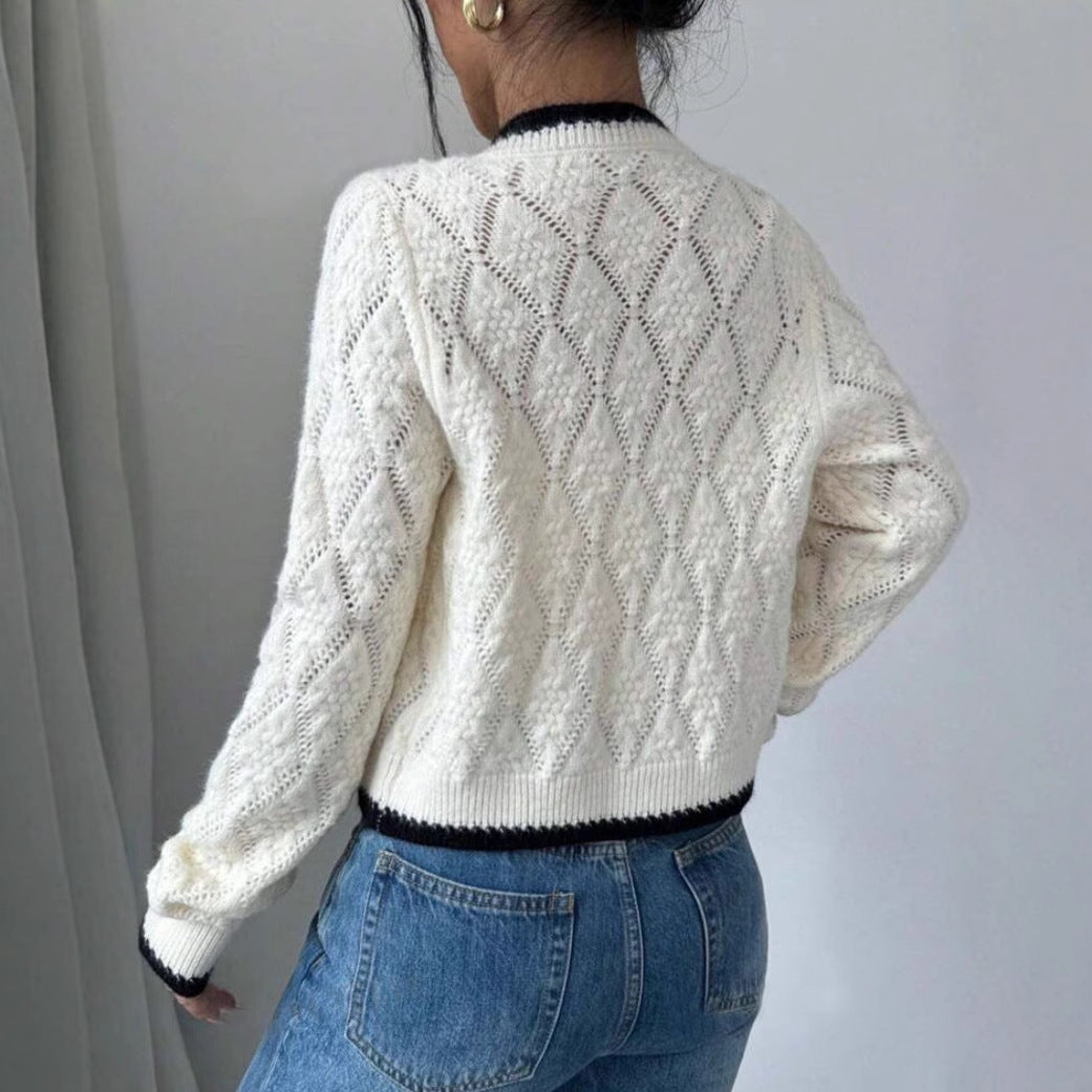 Ingrid Pennywhistle | Cropped Bow-Tie Knit Cardigan For Women