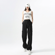 Petra Calloway | Wide Leg Black Cargo Trousers For Women