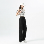 Petra Calloway | Wide Leg Black Cargo Trousers For Women