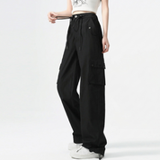 Petra Calloway | Wide Leg Black Cargo Trousers For Women