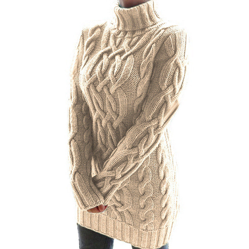 Harriet Dunmore | Chunky Cable Knit Turtleneck Mini Dress For Women