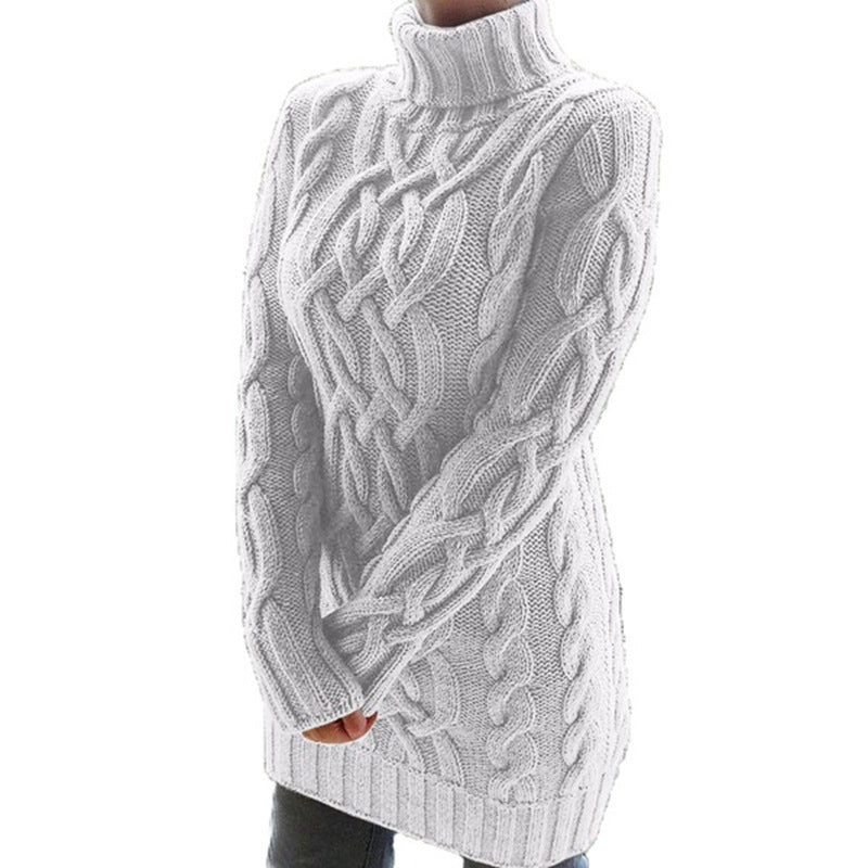 Harriet Dunmore | Chunky Cable Knit Turtleneck Mini Dress For Women