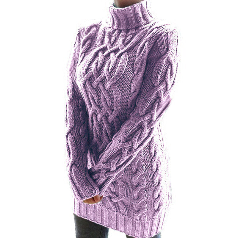 Harriet Dunmore | Chunky Cable Knit Turtleneck Mini Dress For Women