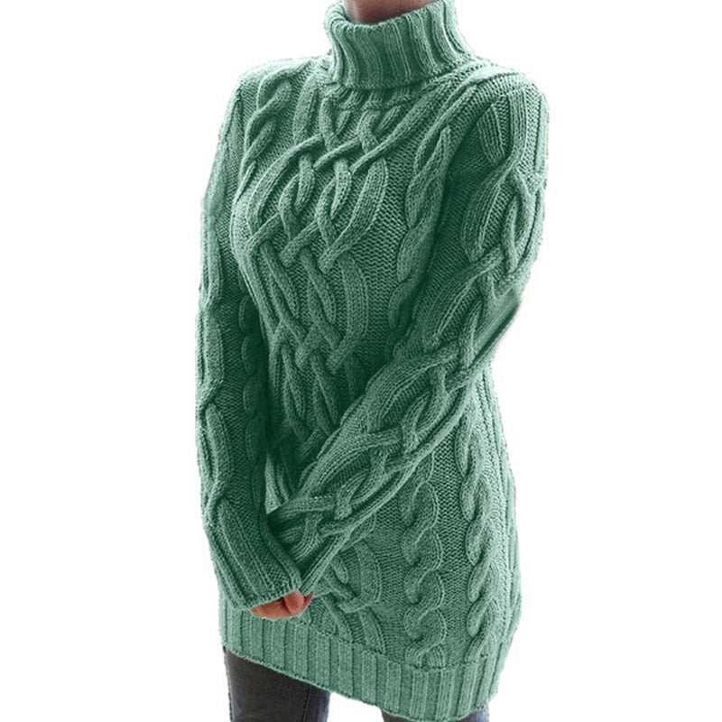 Harriet Dunmore | Chunky Cable Knit Turtleneck Mini Dress For Women