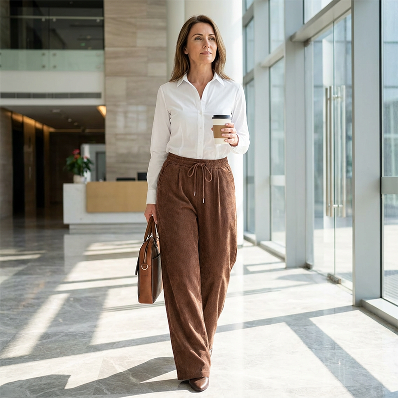 Millicent Ashgrove | Wide Leg Corduroy Trousers For Women