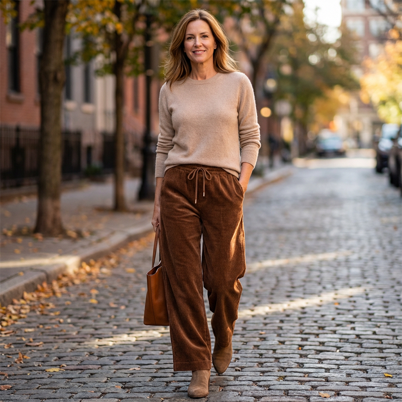 Millicent Ashgrove | Wide Leg Corduroy Trousers For Women