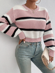 Harriet Coldbourne | Striped Cropped Knit Sweater For Women