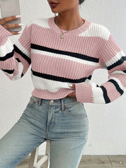 Harriet Coldbourne | Striped Cropped Knit Sweater For Women