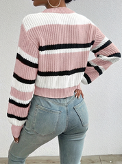 Harriet Coldbourne | Striped Cropped Knit Sweater For Women