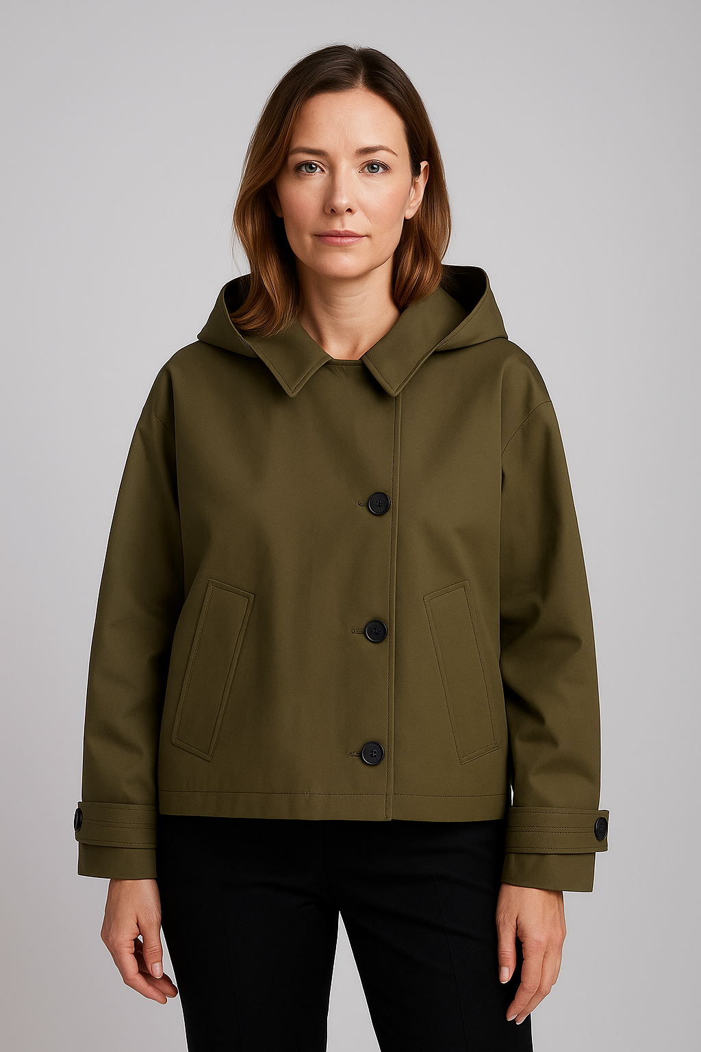Harriet Stonemoor | Cropped Hooded Trench Coat For Women