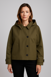 Harriet Stonemoor | Cropped Hooded Trench Coat For Women
