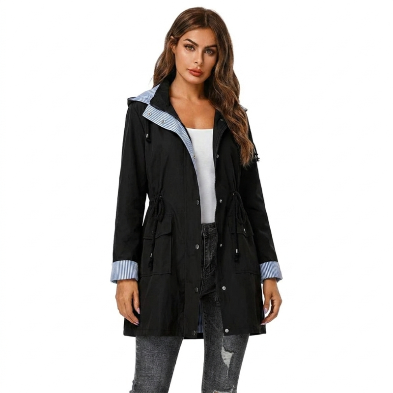 Leonora Blackthorn | Water-Resistant Hooded Rain Jacket For Women