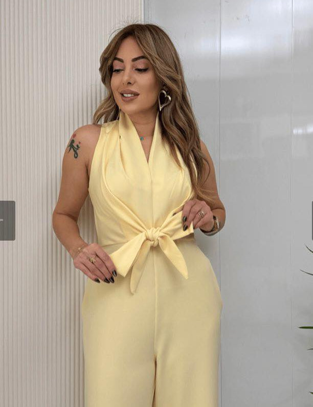 Cecile Hargrove | Sleeveless Tie-Front Wide-Leg Jumpsuit For Women