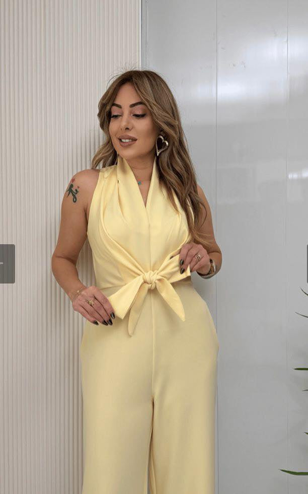 Cecile Hargrove | Sleeveless Tie-Front Wide-Leg Jumpsuit For Women