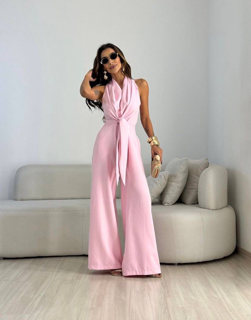 Cecile Hargrove | Sleeveless Tie-Front Wide-Leg Jumpsuit For Women
