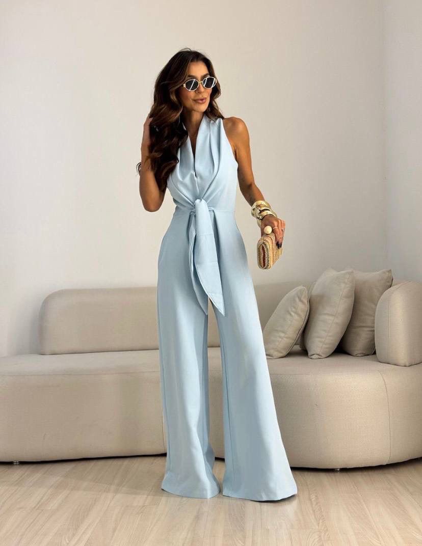 Cecile Hargrove | Sleeveless Tie-Front Wide-Leg Jumpsuit For Women