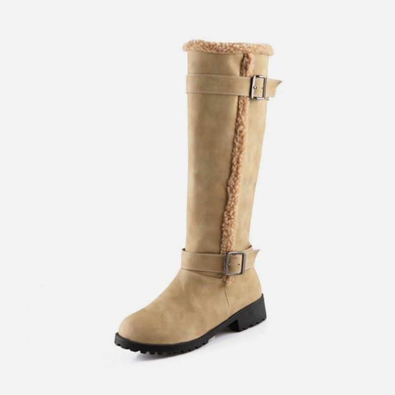 Rowena Blackstone | Knee-High Buckle Boot Low Heel For Women