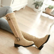Rowena Blackstone | Knee-High Buckle Boot Low Heel For Women
