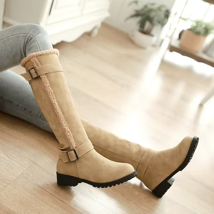 Rowena Blackstone | Knee-High Buckle Boot Low Heel For Women