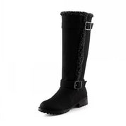 Rowena Blackstone | Knee-High Buckle Boot Low Heel For Women
