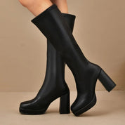 Miriam Foxbourne | Knee-High Platform Block Heel Boot For Women