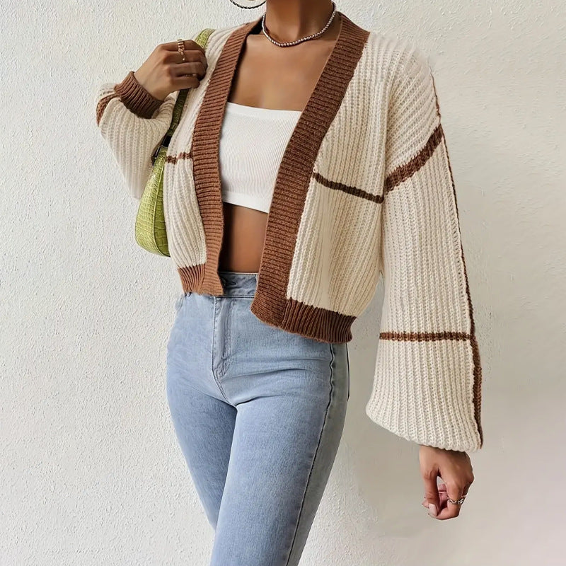 Pamela Dunridge | Striped Cropped Knit Cardigan For Women