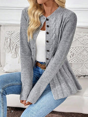 Diana Wrenthorpe | Cable Knit Button-Up Cardigan For Women