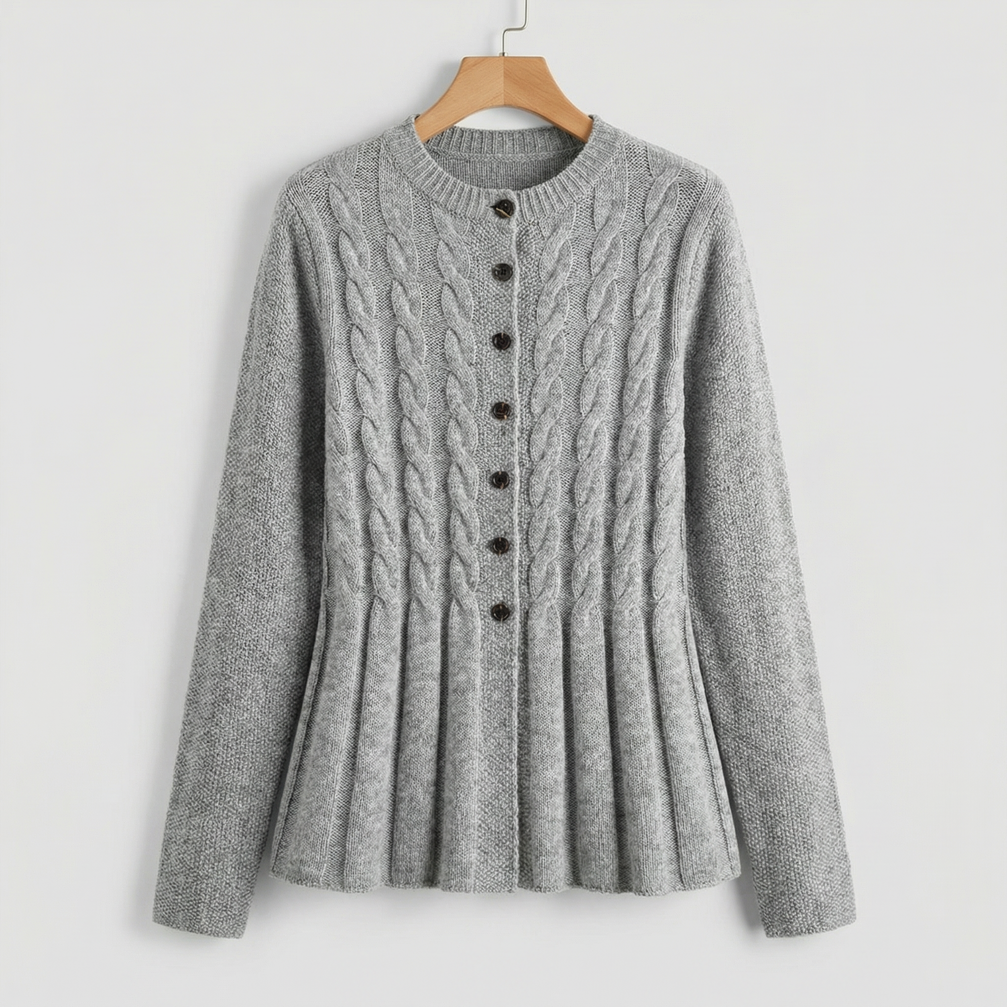 Diana Wrenthorpe | Cable Knit Button-Up Cardigan For Women