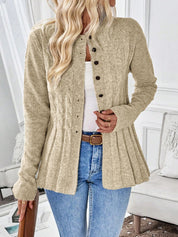 Diana Wrenthorpe | Cable Knit Button-Up Cardigan For Women