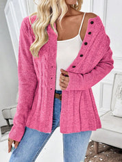 Diana Wrenthorpe | Cable Knit Button-Up Cardigan For Women