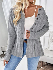 Diana Wrenthorpe | Cable Knit Button-Up Cardigan For Women