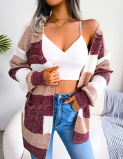 Pauline Ashgrove | Colour Block Stripe Knit Cardigan For Women