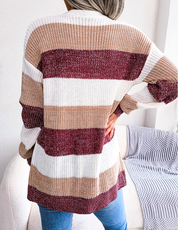 Pauline Ashgrove | Colour Block Stripe Knit Cardigan For Women
