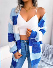 Pauline Ashgrove | Colour Block Stripe Knit Cardigan For Women