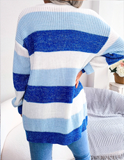 Pauline Ashgrove | Colour Block Stripe Knit Cardigan For Women