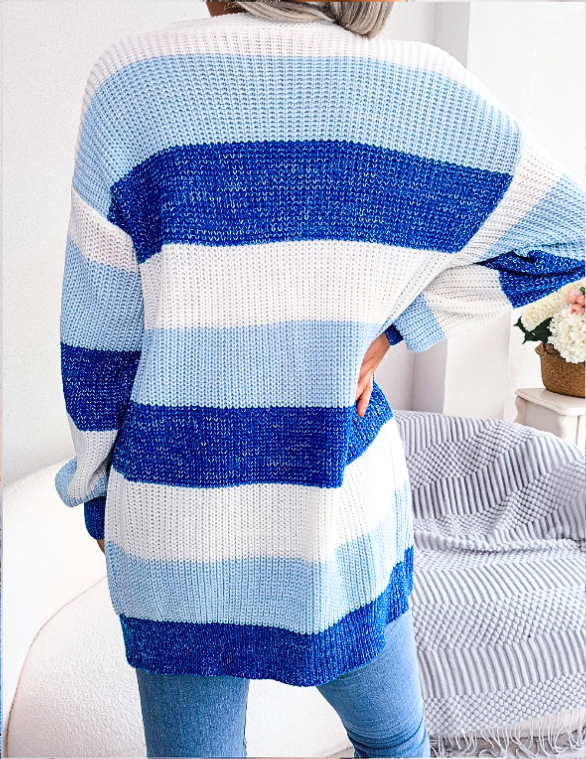 Pauline Ashgrove | Colour Block Stripe Knit Cardigan For Women